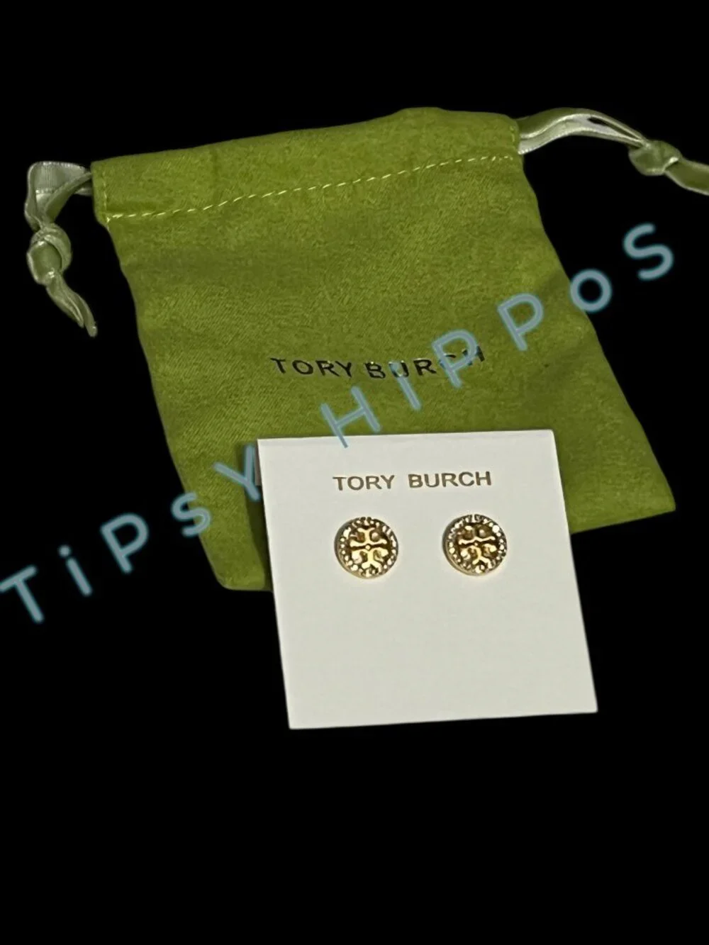 Tory Burch Gold Miller Pave Logo Studs